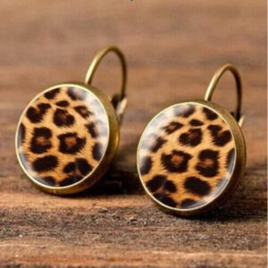 King Leopard Round Glass Drop Earrings