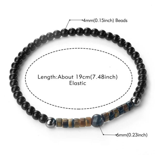 Men’s Black Beaded Bracelet Size Info