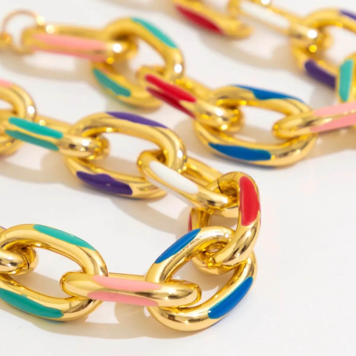 Colorful Chunky Chain Necklace & Bracelet Set 2025