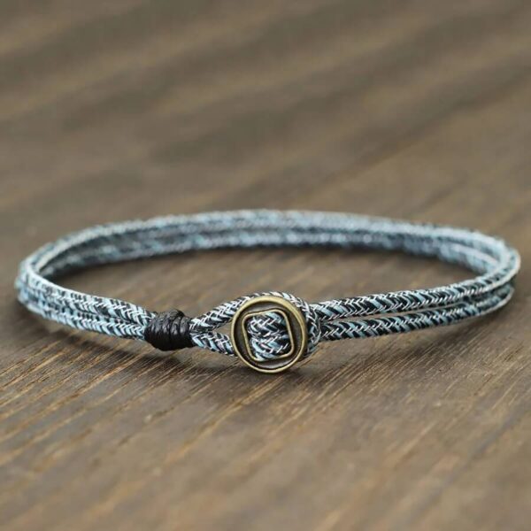 Double-Layer Paracord Rope Bracelet with Fixed Bronze Ring