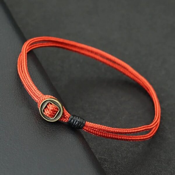 Double-Layer Paracord Rope Bracelet with Fixed Bronze Ring