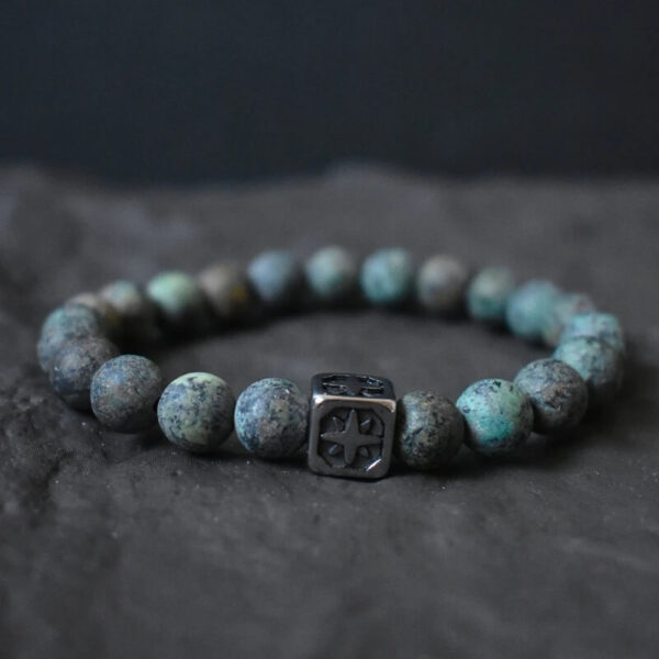 Tiger Eye Stone Bracelet with Star Cube Charm for Men
