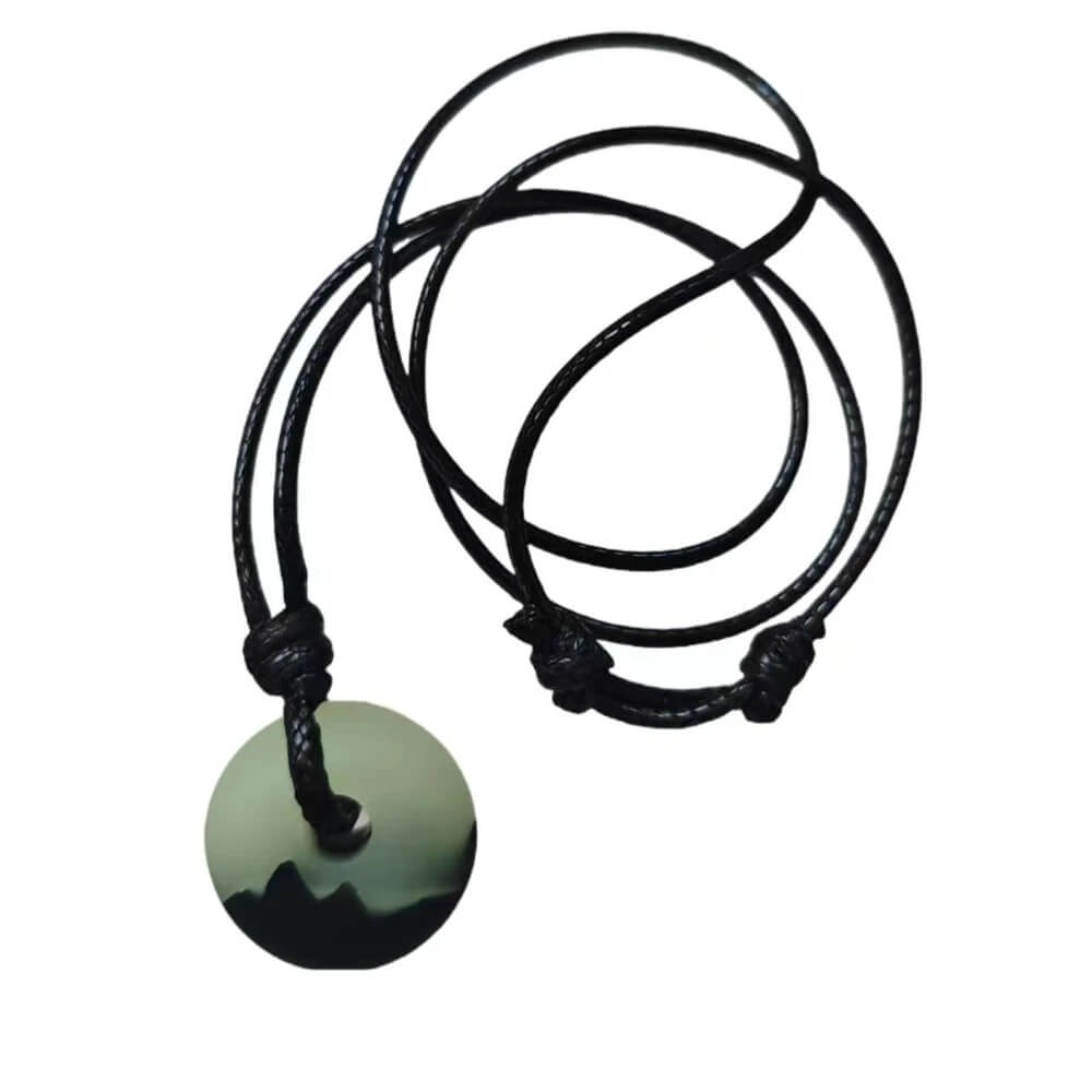 Glow Disc Pendant Necklace With Mountain Edge Glow Disc Pendant Necklace With Mountain Edge