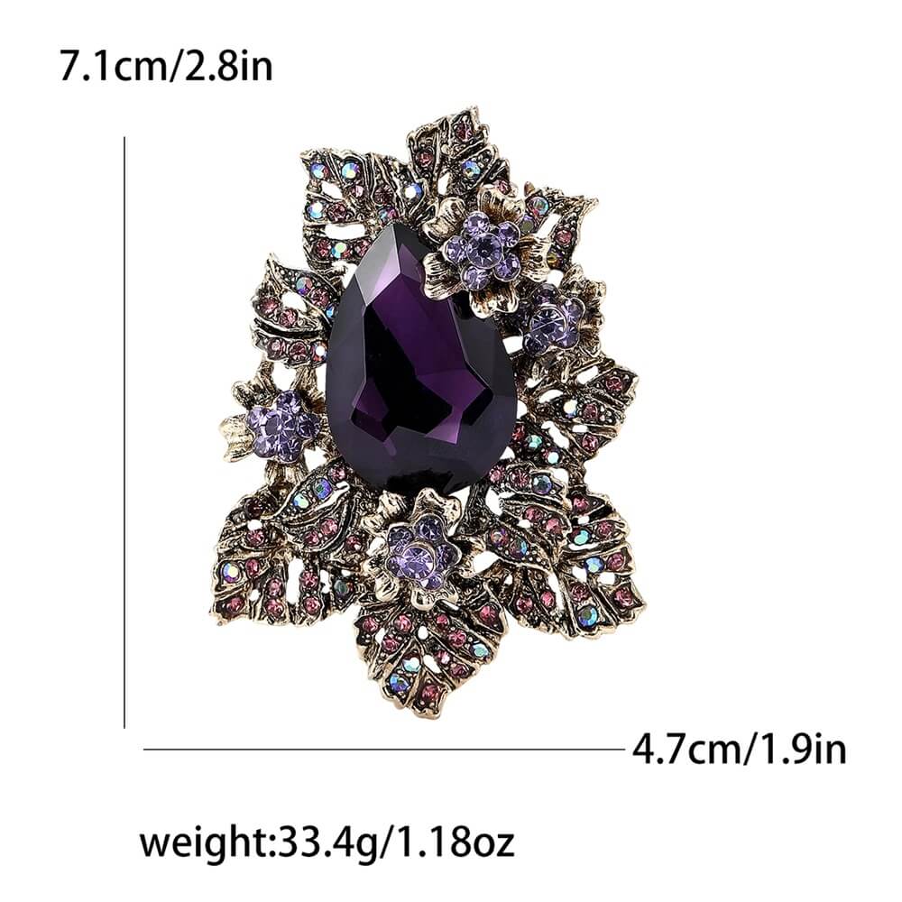 Baroque Floral Glass Rhinestone Brooch Size Info Vintage Baroque Floral Glass Rhinestone Brooch