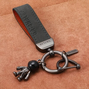 Metal Astronaut Keychain With Leather Strap