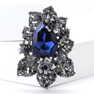 Vintage Baroque Floral Glass Rhinestone Brooch