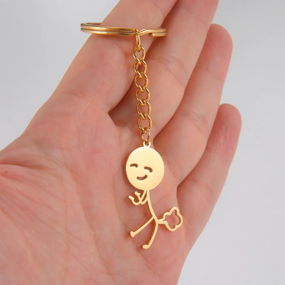 Funny Stick Figure Fart Keychain Humor Metal Keyring