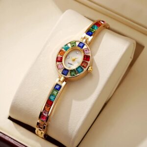 Rainbow Crystal Oval Dial Bracelet Watch