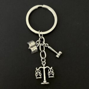 Justice Scale Book and Gavel Charm Keychain