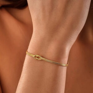 Stainless Steel Love Knot Double Snake Chain Bracelet