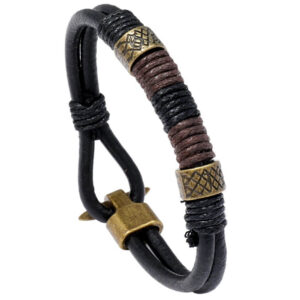 Ironbind Voyager Leather Cord Anchor Bracelet for Men