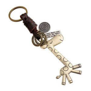 Longneck Giraffe Keychain with Leather Loop and Quote Tag