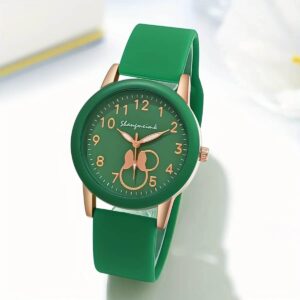 Women’s Butterfly Dial Silicone Strap Quartz Watch