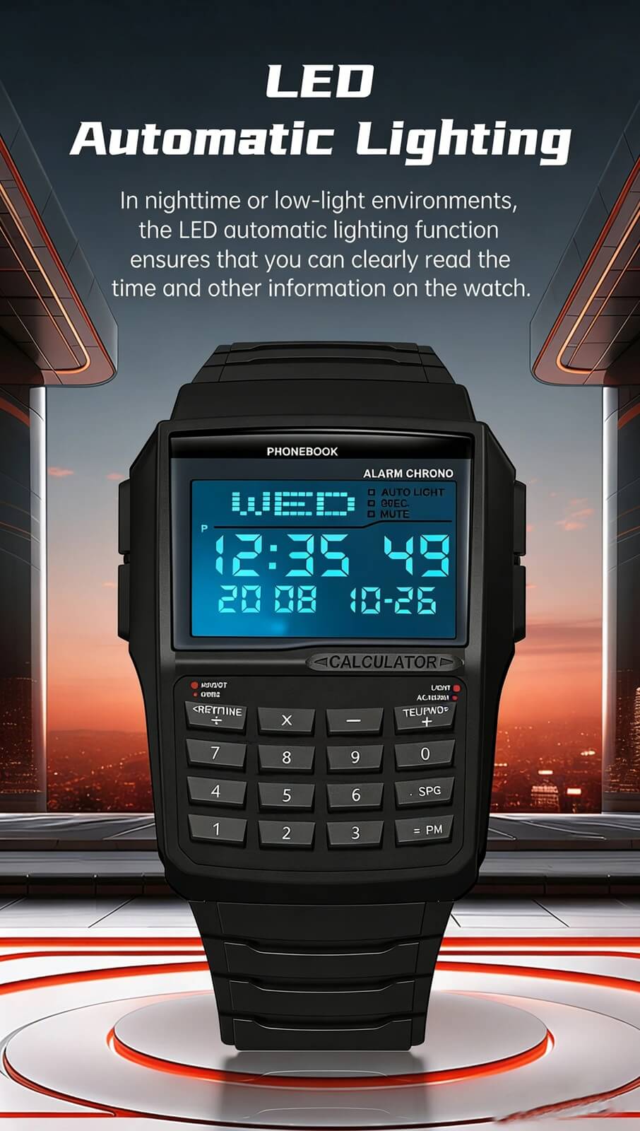 led automatic lighting watch