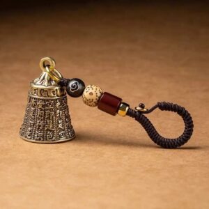 Buddhist Scripture Brass Bell Keychain Lucky Rope (2)