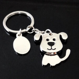 Engraved Swivel Dog Metal Keyring with Blank Tag