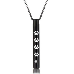 Pet Memorial Paw Cylinder Urn Pendant Necklace for Ashes