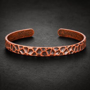Pure Copper Healing Cuff Bangle Bracelet Adjustable for Men and Women