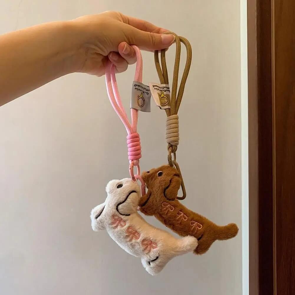 Plush Dachshund Dog Keychain (1)