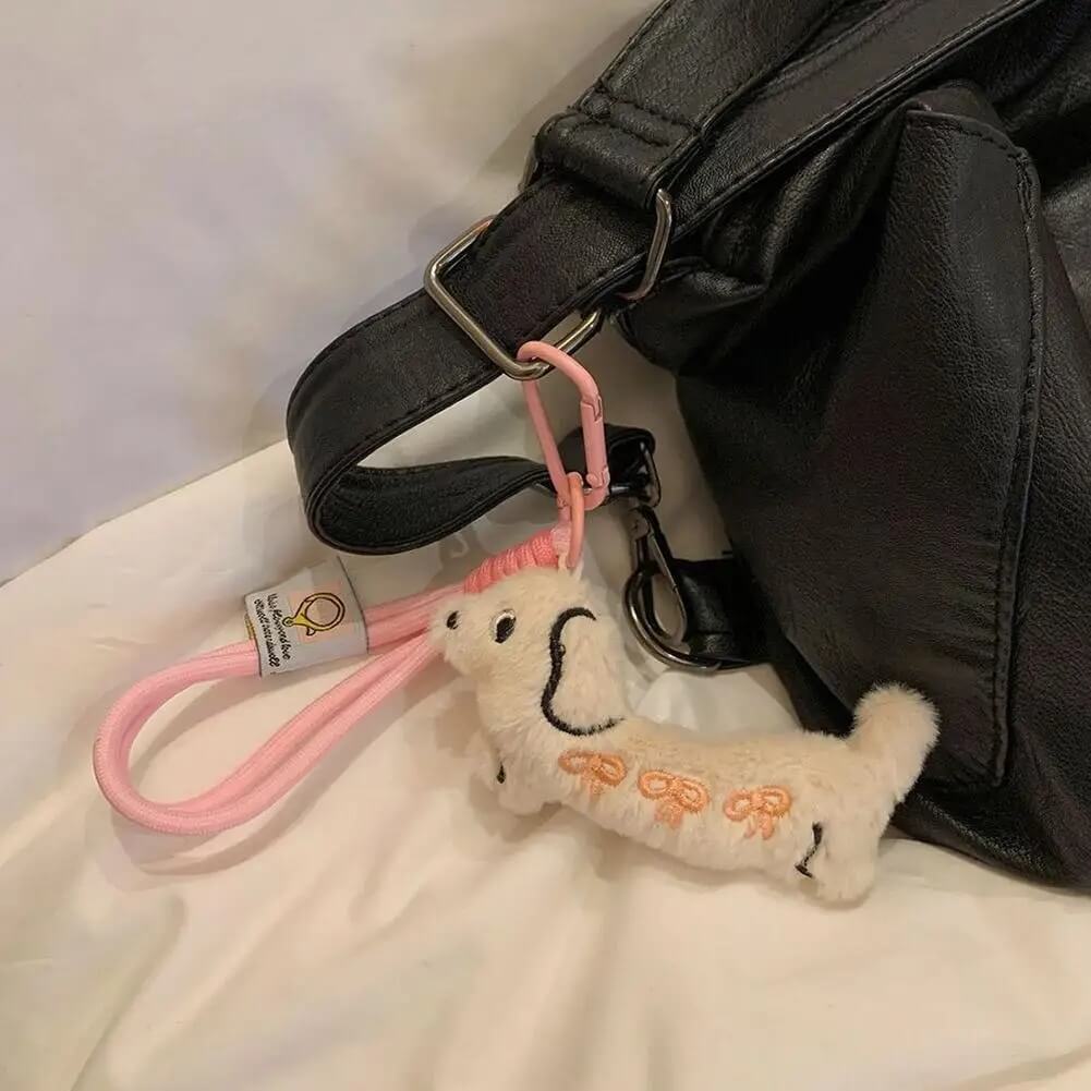 Plush Dachshund Dog Keychain with Wrist Loop