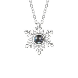 Silver Snowflake I Love You Projection Pendant Necklace